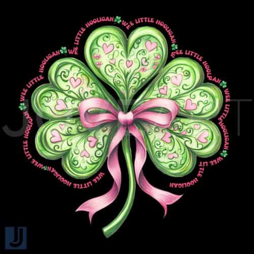 Wee Little Hooligan Coquette Shamrock PNG Design