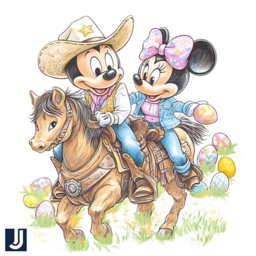 Western Mickey Minnie Cowboy Easter PNG Design