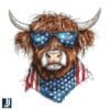 America Highland Cow 4th of July PNG Digital Download