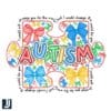 Autism Awareness PNG Coquette Bow with Puzzle Pieces