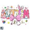 Autism Nurse PNG Coquette Bow Stethoscope Bunny Design