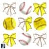 Baseball Softball Coquette Bow Design PNG