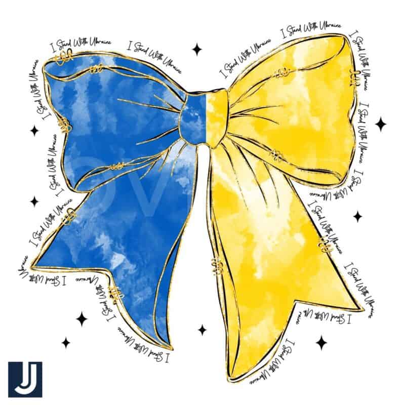 Blue Yellow Bow I Stand With Ukraine PNG