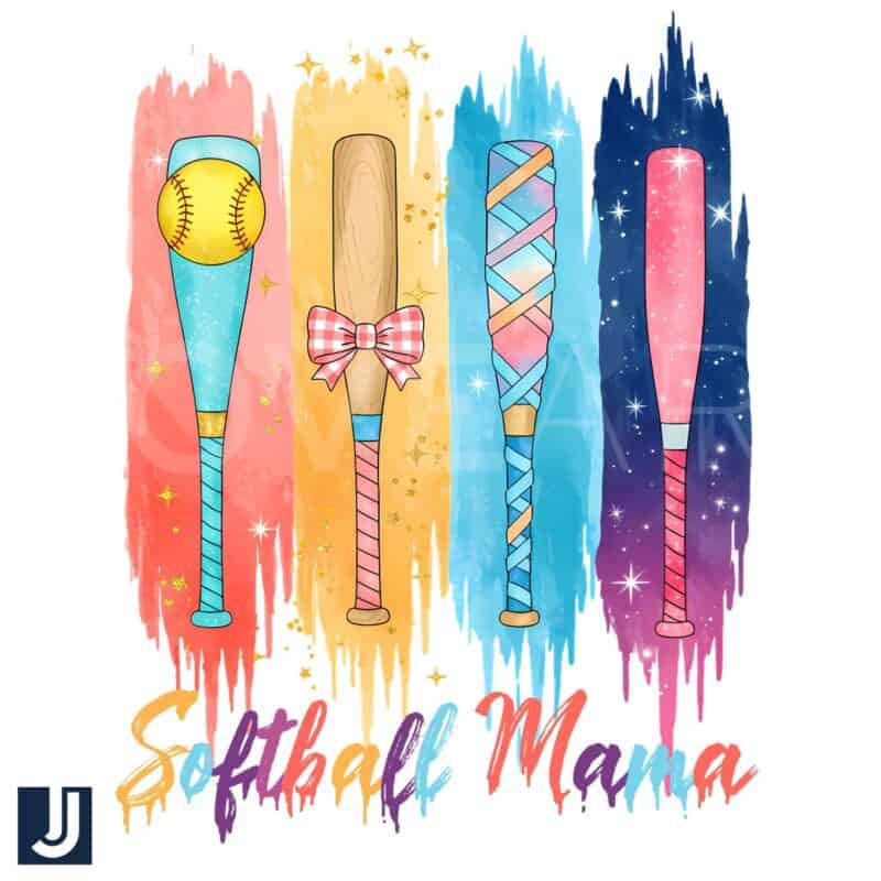 Coquette Softball Mama Brushstroke PNG Design