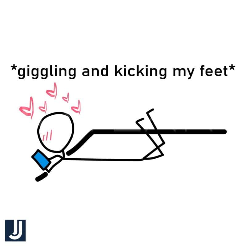 Giggling Kicking My Feet Stickman Texting SVG Design