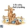 God is Working in the Waiting Vintage Floral Christian PNG