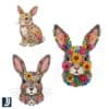 Happy Easter Bunny PNG with Floral Design
