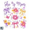 She Is Mom Floral Coquette Bow PNG