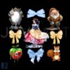 Snow White Watercolor PNG Disney Princess with Coquette Bow