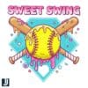 Softball Sweet Swing PNG with Watercolor Drip Effect