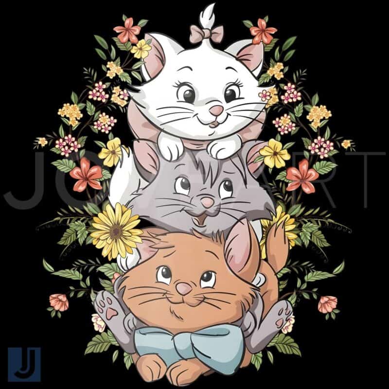 Vintage Floral Disney Aristocats Marie Toulouse Berlioz PNG
