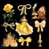 Watercolor Belle Disney Princess with Coquette Bow PNG