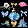 Watercolor Cinderella Disney Princess with Coquette Bow PNG