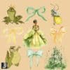 Watercolor Tiana Frog Coquette Bow PNG for Stylish Designs