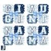 Chic Blue Floral PNG Bundle Gigi Aunt Nana Mama Bow Letters
