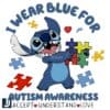 Support Autism I Wear Blue for Love Awareness Stitch PNG